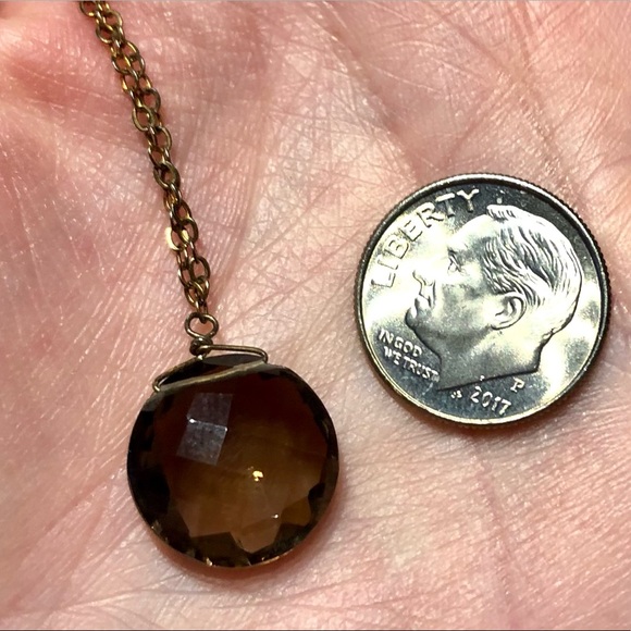 Gold over Sterling Silver Smokey Quartz Necklace - Picture 3 of 5